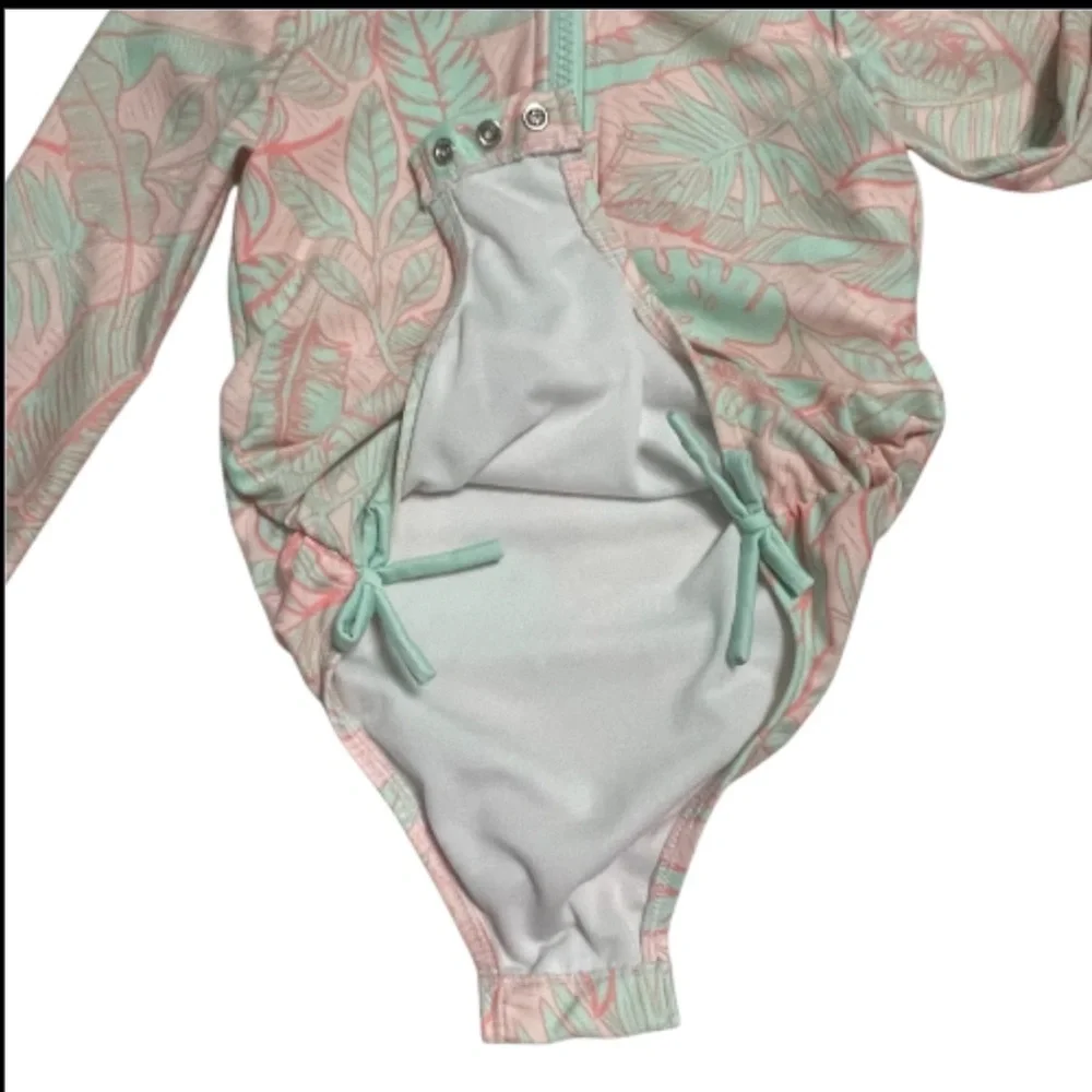 Cat & Jack Pink and Green Girls Swim Rashguard